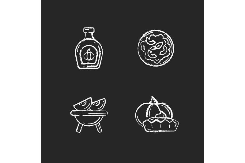 homemade-food-chalk-white-icons-set-on-black-background