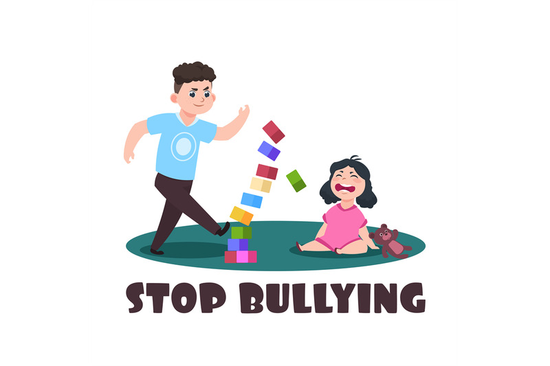 angry-kids-bad-boy-and-crying-little-girl-stop-bullying-vector-illus