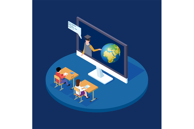 online-astronomy-lesson-isometric-vector-concept-remote-teacher-tells