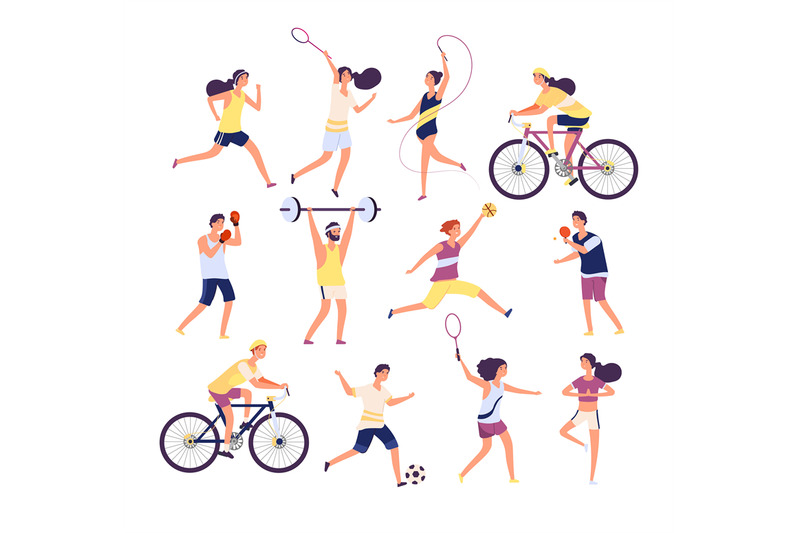 sports-people-set-exercising-persons-gymnast-runner-and-tennis-playe