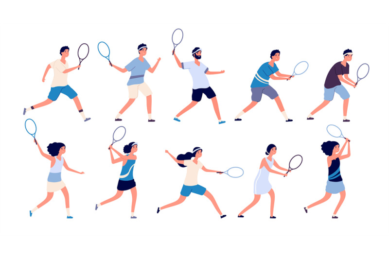 tennis-players-man-and-woman-holding-racket-and-hitting-ball-playing