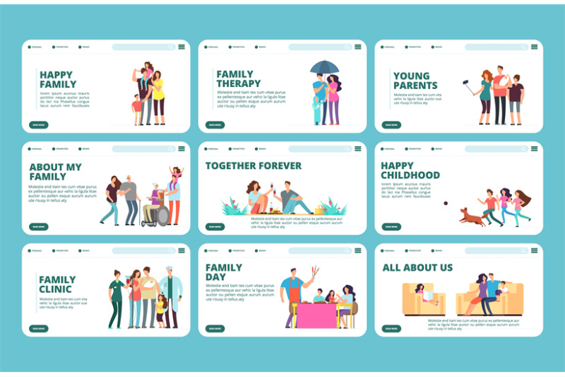 family-landing-pages-happy-family-childhood-parenthood-grandparent