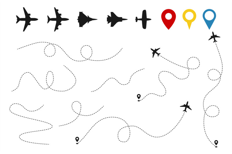 plane-paths-vector-aircraft-tracking-planes-silhouettes-location-pi