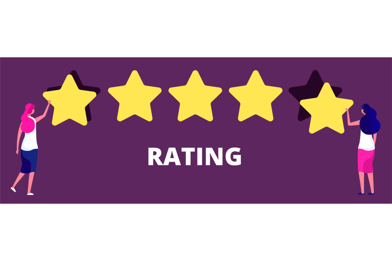 girls-giving-five-star-rank-best-work-quality-feedback-or-rating-vec