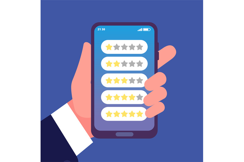 phone-rating-scales-hand-holding-smartphone-feedback-or-review-stars