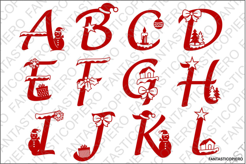 Decorated Christmas Alphabet and Numbers SVG files. By