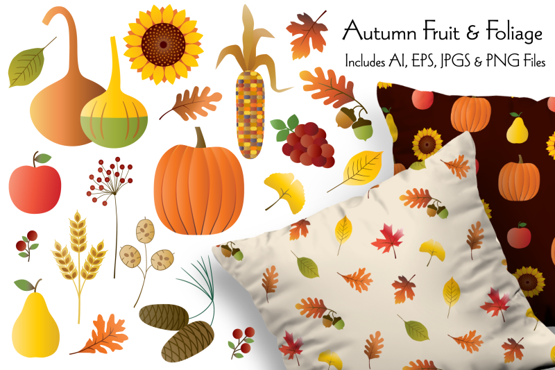autumn-fruit-amp-foliage-illustrations