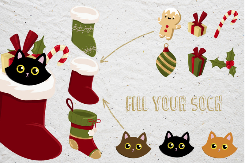 christmas-cat-creator-vector-collection