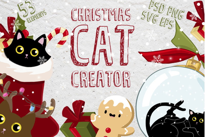 christmas-cat-creator-vector-collection