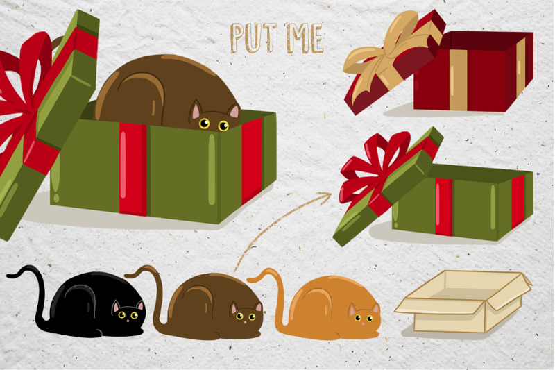 christmas-cat-creator-vector-collection