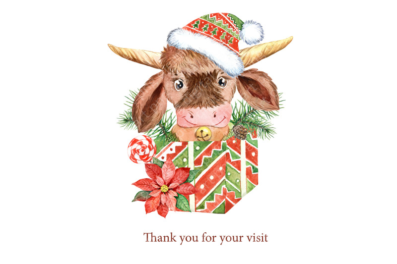 new-years-bull-watercolor-clipart-symbol-of-2021-christmas-animal