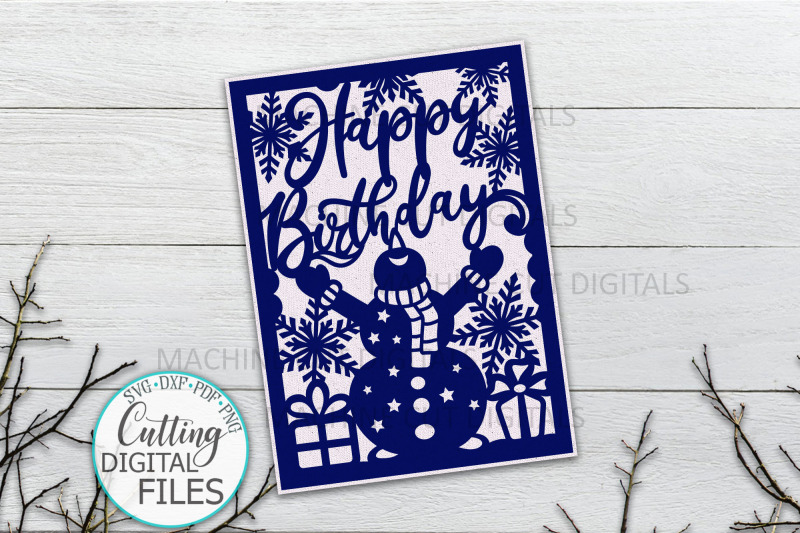 Download Winter Birthday card papercut svg laser cut cricut ...