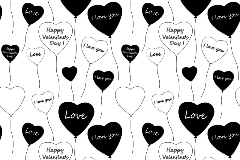 patterns-black-and-white-balloons-valentine-039-s-day-vector-illustration