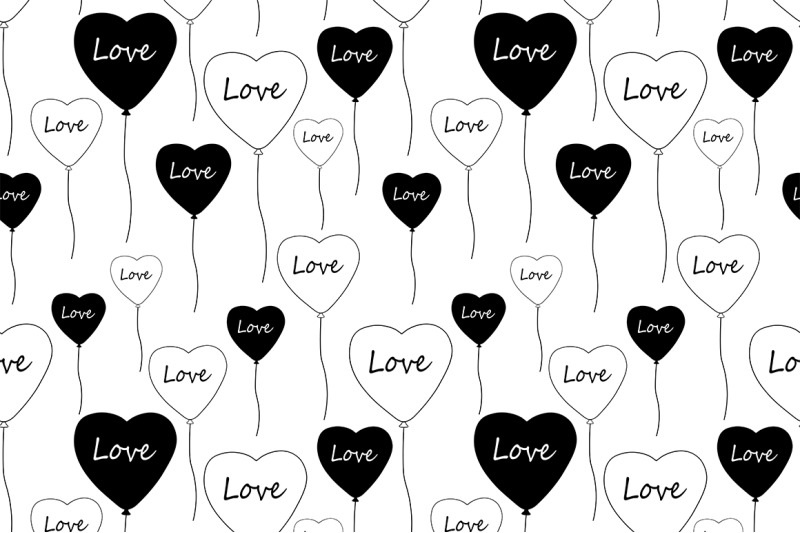 patterns-black-and-white-balloons-valentine-039-s-day-vector-illustration