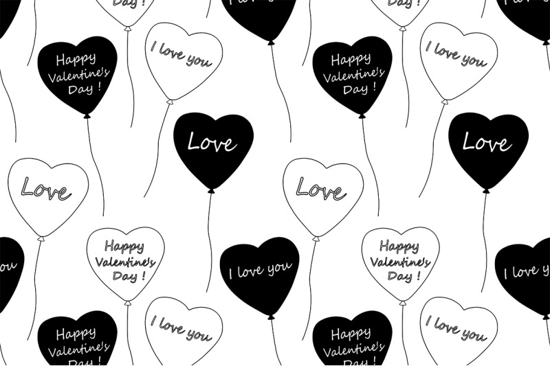 patterns-black-and-white-balloons-valentine-039-s-day-vector-illustration