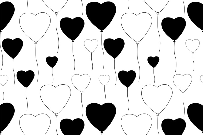 patterns-black-and-white-balloons-valentine-039-s-day-vector-illustration