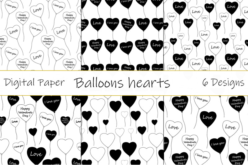 patterns-black-and-white-balloons-valentine-039-s-day-vector-illustration