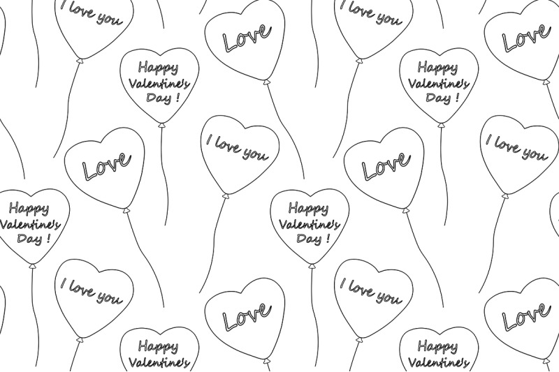 patterns-black-and-white-balloons-valentine-039-s-day-vector-illustration