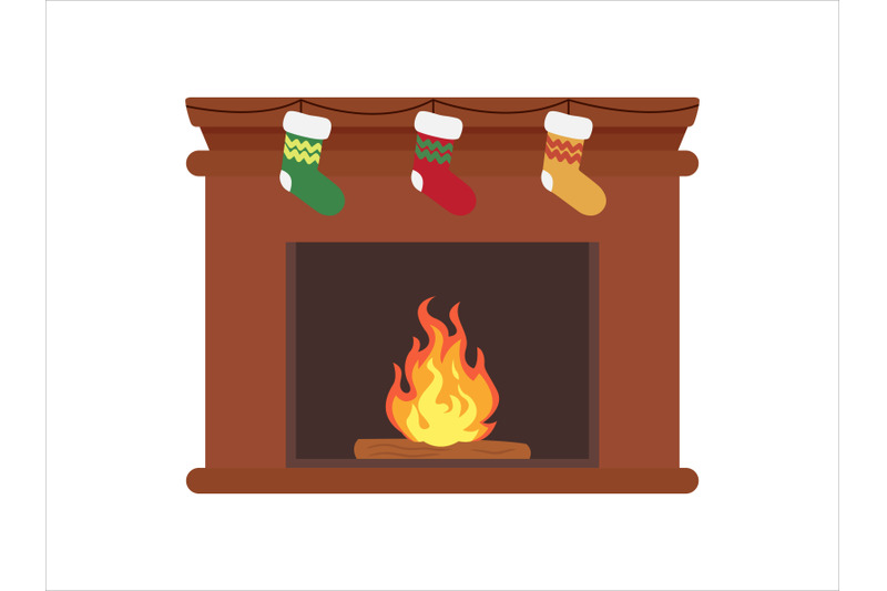 christmas-fireplace-vector-illustration