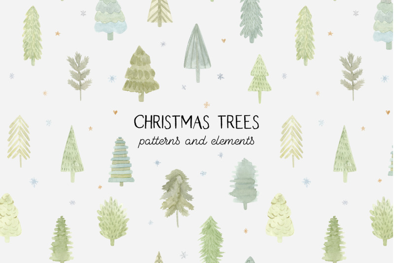 watercolor-christmas-trees-patterns-and-cliparts