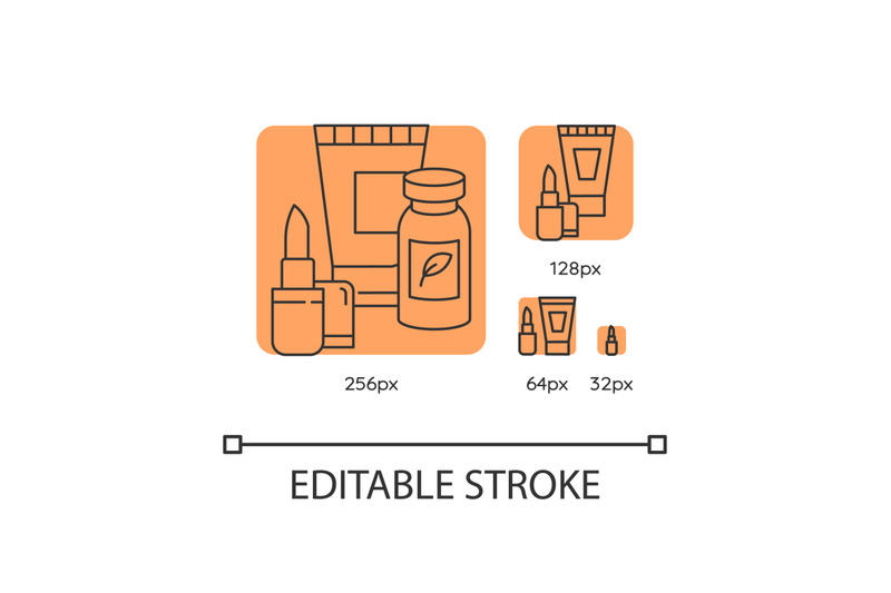 health-and-beauty-orange-linear-icons-set