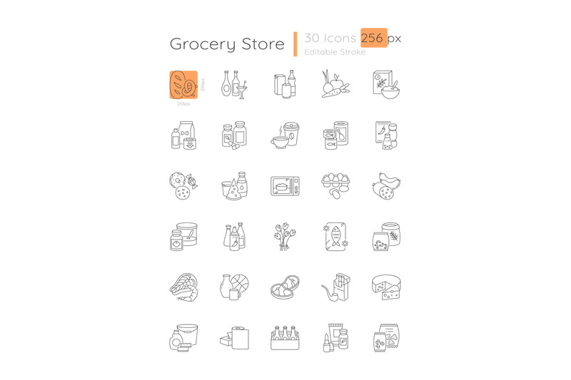 grocery-linear-icons-set