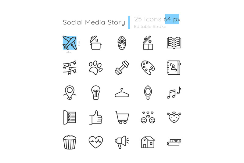 blog-story-highlight-linear-icons-set