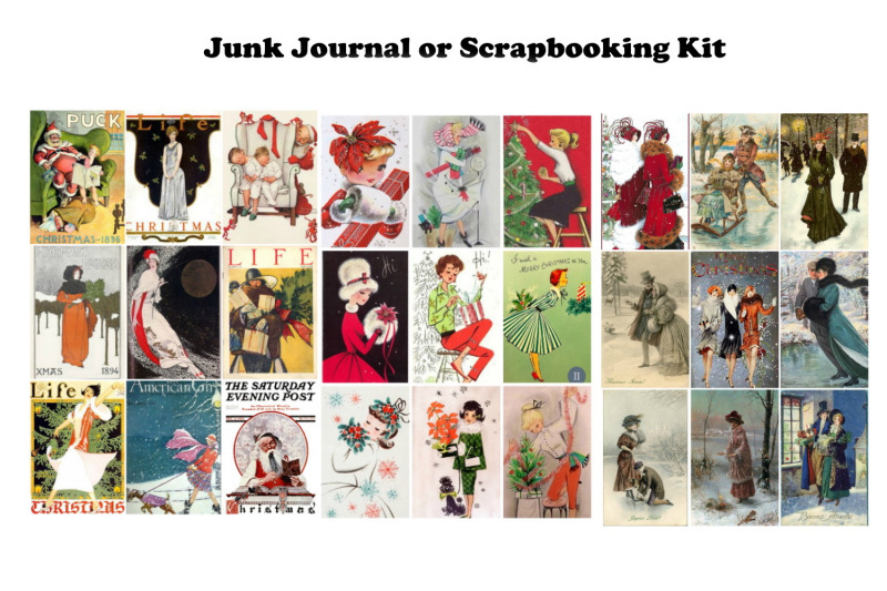 vintage-christmas-postcards-tags-journal-kit