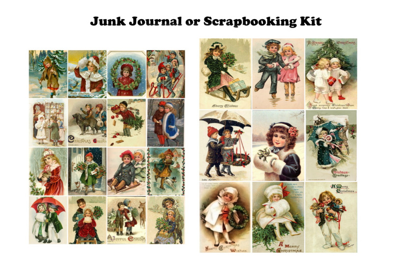 vintage-christmas-postcards-tags-journal-kit