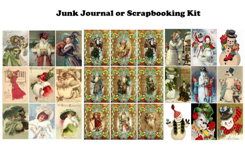 vintage-christmas-postcards-tags-journal-kit