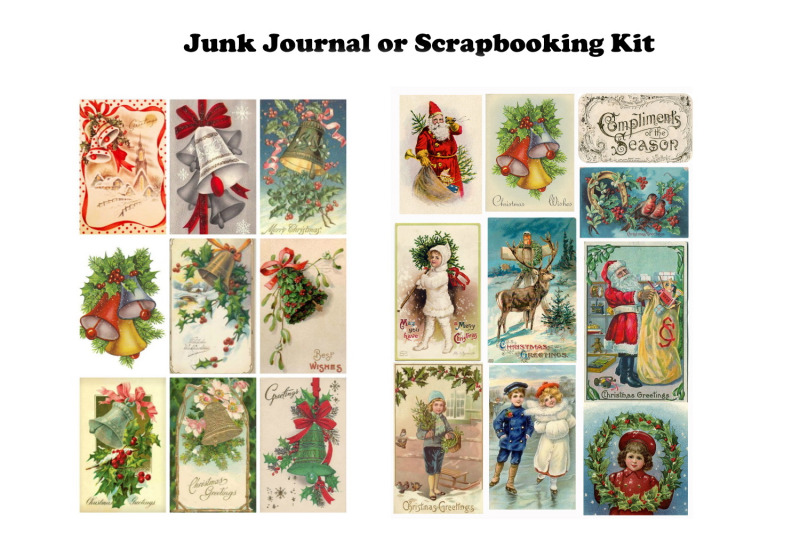 vintage-christmas-postcards-tags-journal-kit