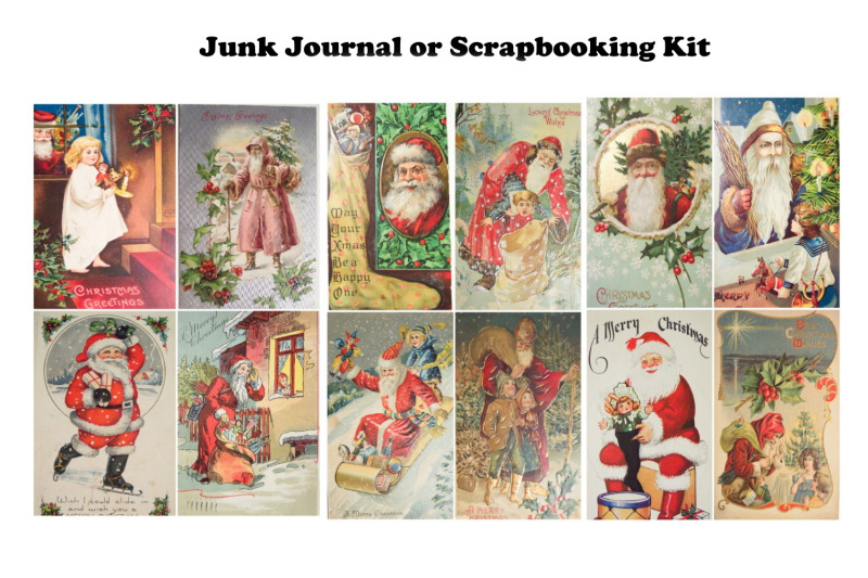 vintage-christmas-postcards-tags-journal-kit