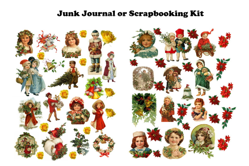 vintage-christmas-postcards-tags-journal-kit