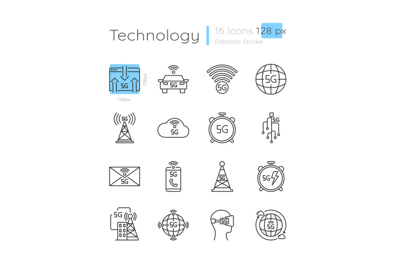 5g-technology-linear-icons-set