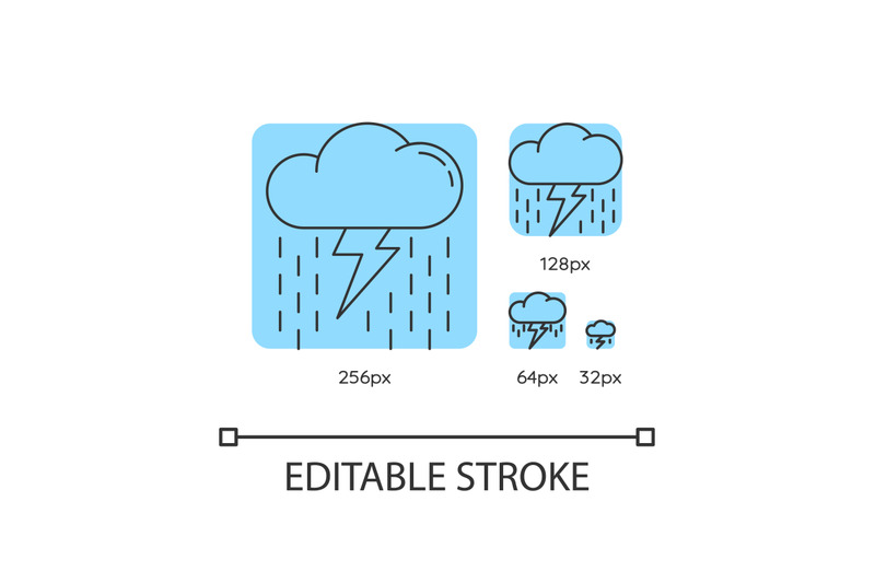 heavy-showers-turquoise-linear-icons-set