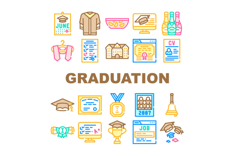 graduation-education-collection-icons-set-vector