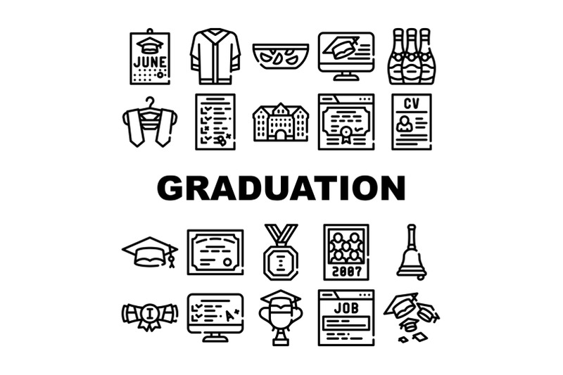 graduation-education-collection-icons-set-vector