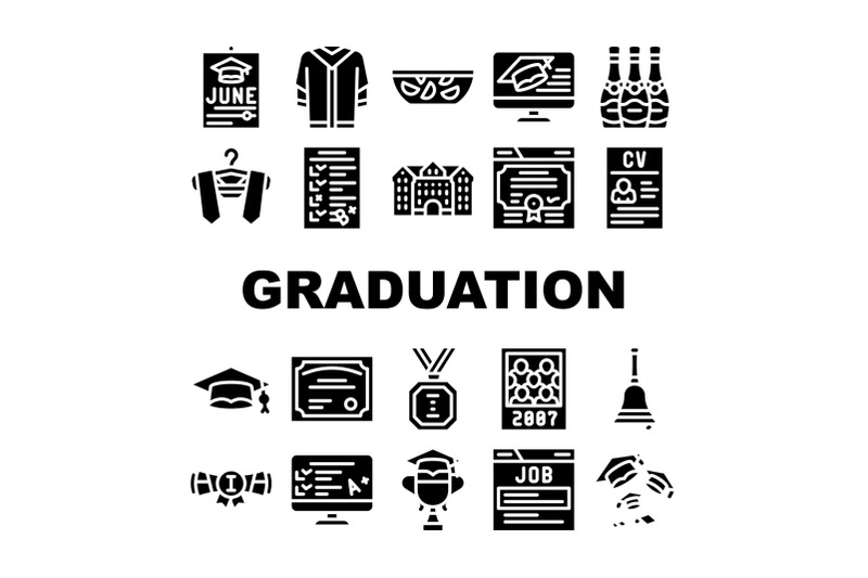 graduation-education-collection-icons-set-vector