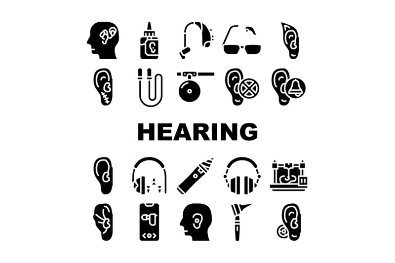 hearing-equipment-collection-icons-set-vector