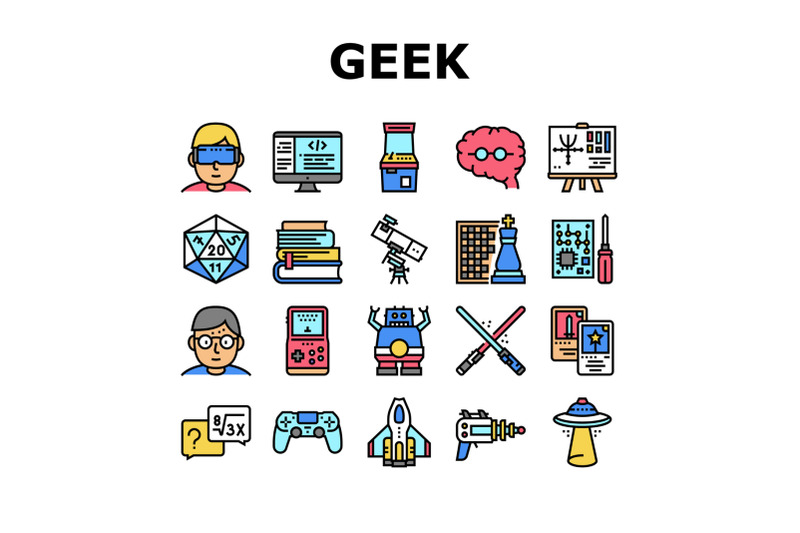 geek-nerd-and-gamer-collection-icons-set-vector