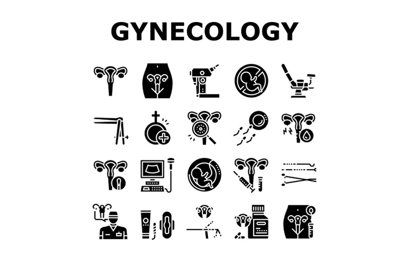 gynecology-treatment-collection-icons-set-vector