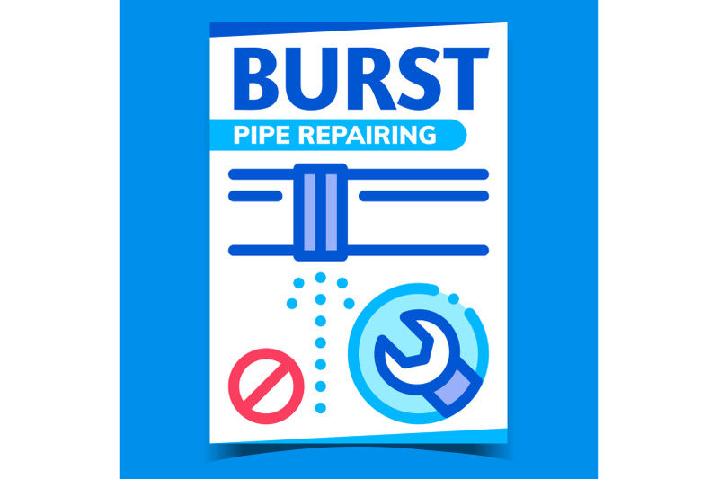 burst-pipe-repairing-creative-promo-poster-vector