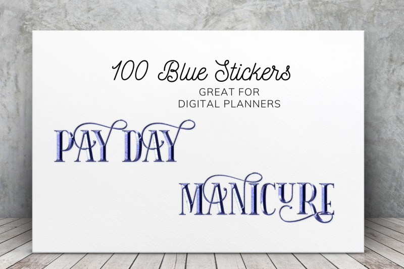 script-stickers-blue-digital-stickers-set-printable-script