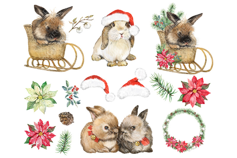 christmas-rabbits-watercolor-clipart-christmas-card-greetings-card