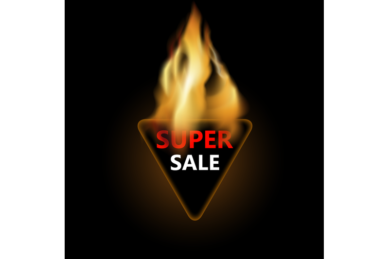 super-sale-triangular-badge-in-fire-for-promotion-discount