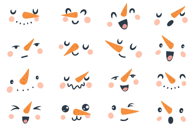 snowman-faces-christmas-funny-snowmen-heads-with-carrot-nose-and-eyes