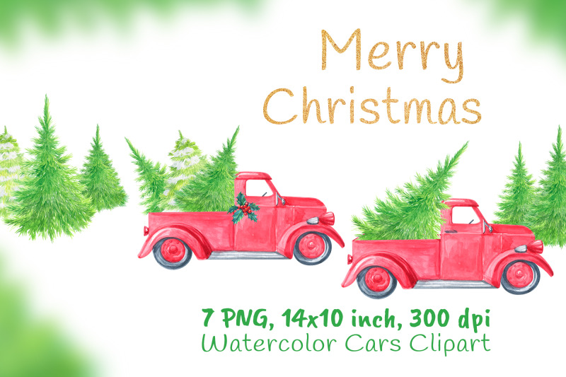 christmas-red-truck-with-pine-woodland-tree