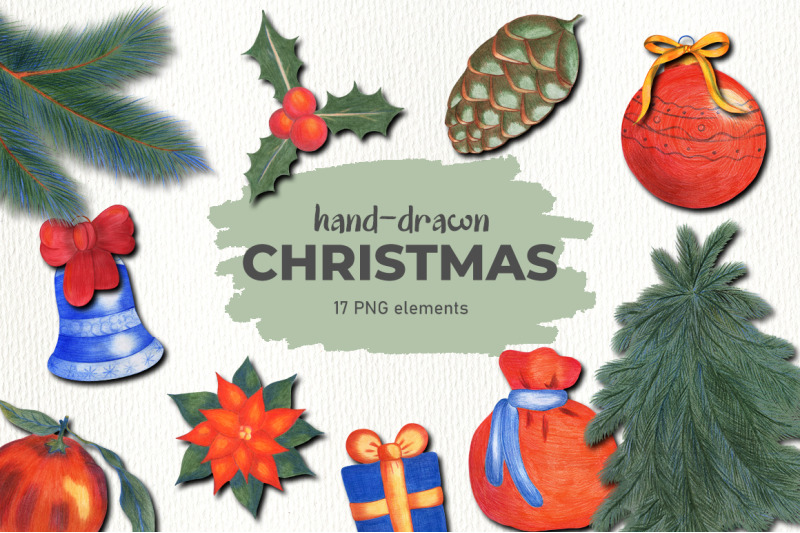 17-hand-drawn-christmas-elements-png-bundle