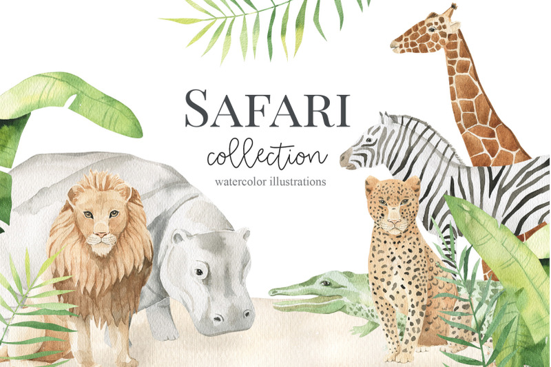 safary-animals-watercolor-set