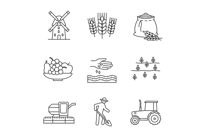 agriculture-linear-icons-set